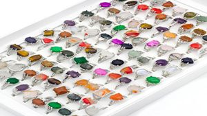 20pcslot mix Lot Men039s Ring Natural Stone Rings for Collection Lovers Whole Fashion Party Gift Jewelry1857250