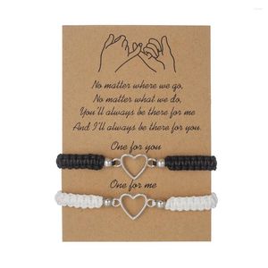 Charm Bracelets Mrtal Love Heart Card Bracelet Couples Handmade Braided Lucky Rope Friendly For Women Men Jewelry Gift