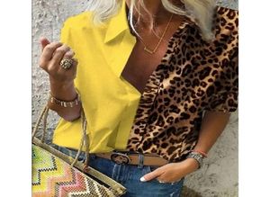 Women Leopard Stampa bottone a maniche lunghe camicette autunno casual sciolte camicia femmini