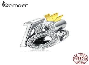 Charme de prata esterlina genuíno 925 para pulseira de pulseira 18 anos de referência de cerimônia adulta com jóias DIY CLEM CZ BSC131 2105124614306