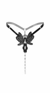 Donne mutandine sexy farfalla perizoni in pizzo e corde per perle biancheria intima a bassa vita erotica intimata perizoma da ricamo trasparente G8854104