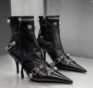 Luksusowe oryginalne skórzane szczupłe buty na obcasie metalowe buty buty designerskie buty mody wygodne spiczasty stóp stileto4948374