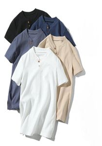 Mens Solid Color V Neck TShirt Harajuk Leisure Short Tee Shirt Male Summer New Cotton Linen Man Tops Large Size 5xL3274103