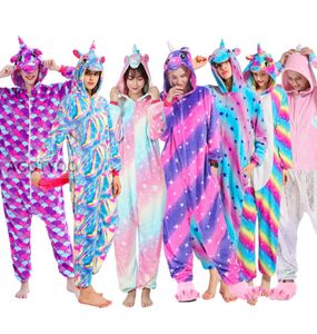 Kobiety piżamowe piżama dorośli dorośli flanelowa odzież śpiąca kaGurumi jednorożec stitch panda tygrysowy kreskówkowy pajama sets pijamas 2018841470
