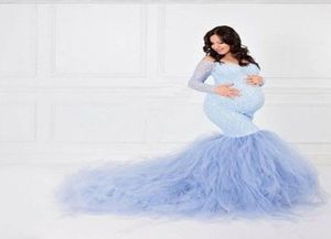 Seksowna koronkowa sukienka bez ramienia Praph Pography Długie rękawie maxi Maxi Suknie dla po strzelaniu w ciąży sukienka Y2008051624452
