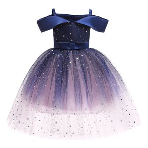 Baby Girl Summer Princess Cequine Sukienka Dzieci Off-the Shipttertulle Sukienka Plisowana spódnica z krótkim rękawem