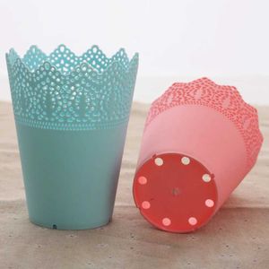 Planters Pots PP resin plastic flower pot small crown vase 14cm high colorful garden basket used for organizing cosmetics and stationeryQ240517