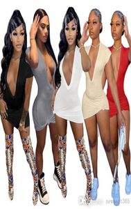 Rib Knittes Sexy sukienki dla damskich głębokich vneck designer letni klub nocny podzielone spódnice solidne opakowanie modne sukienka 3045744