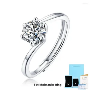 クラスターリングApaison 925 Sterling Silver 1/2/3 Moissanite Wedding for women for women original Engagement Fine Jewelry