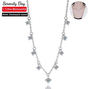 Pendanthalsband Serenity Day 11CTTW D Färg 4mm 5mm Full Mosonite Pendant Halsband Lämplig för kvinnor S925 Silver GRA Certificate Diamond Exquisite Jewelry J2405