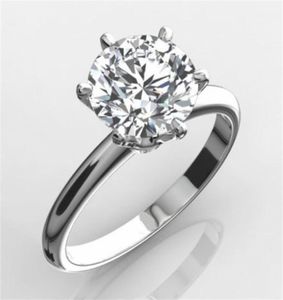 Классический роскошный настоящий твердый 925 серебряный кольцо 2CT 2CT Roundcut Sona Diamond Wedding Jewelry Ringer
