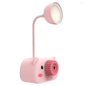 Table Lamps Flexo Led With USB Stand Desk Light Reading Lamp Modern Flexible Study Pen Holder Pink