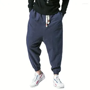 メンズパンツ特大の男性ハーレムルーズチャイニーズスタイルの綿とリネンスウェットパンツジョガー高品質のカジュアルズボン