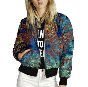 Women039s Jackets Herbst Herbst Dünn personalisierte Print Frauen Streetwear Reißverschluss Bomber Jacke Langarmant