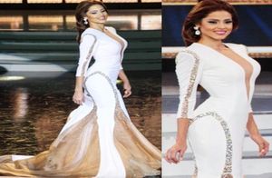 Miss Universe Evening Sukienki z Illusion z Illusion z długim rękawem Pearsowe cekiny Waczki Satynowe bez rękawów Kosze suknie konkursowe Formalne bal