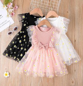 Baby Girl Princess Dress Cartoon Short Puff Tulle Sleeve With Bow Flower Print Summer Puffy For Halloween Party Costume1670758