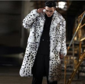 Men039s Fur Faux Long Section Men Leopard Print Oversized Jackets Turn Down Collar Male Imitation Outwears Mixed Color Winter2449903