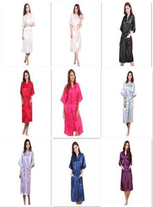 9 colori Fashion Women039s Solid Silk Kimono Robe per le damigelle per feste notturne abito notturno Pajamas M0115058721