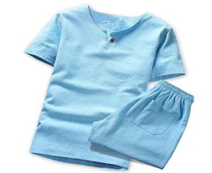 T Shirtsshorts Linen Chinese Style Letnia marka