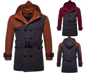 Plus Size Men Trench Coat Winter Mens Long Pea Coat Men Wool Overcoat Double Breasted Men Trench Coat With Hooded J1807666752696