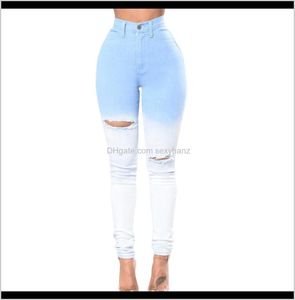 topshop jeans kvinnor klädkläder höstblå och vit gradient färg sexig hög midja fötter jeans kvinnor tight väska höftbyxor3191026