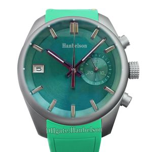 4 Color Quartz movement Mens Watch Green dial Sports leather strap Wristwatch Chronograph Gift Clock Steel watchband