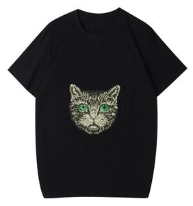 Модная кошачья печатная футболка роскошная мужская дизайнерская дизайнер с коротким рукавом высококачественный черный белый футбол Sxxl2659227