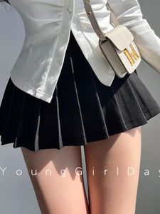 Плиссированная юбка с шортами женская сексуальная высокая талия белая черная a-line gyaru Мини-теннисная юбка школьники лето 240517