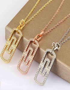 Selling Designer Necklaces High Quality Bulga Chain Jewelry Classic Full Drill Paper Clip Pendant Necklace Men and Women Valen18036406675