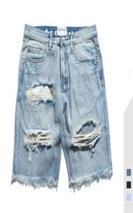 Mens Jeans Summer New High Street Distrressed Washed Solid Color Male Denim Shorts Hole Jeans Asian Size S2XL1355510