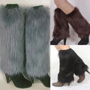 Women Socks Warm Fashion Faux Fur Long Solid Color Boot Furry Soft Covers Winter Santa Christmas Gift For