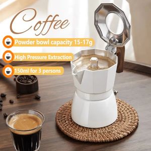 150 ml dubbel kaffekanna för 3 personer espresso ction moka utomhusbryggning hög temperatur kafé teaware 240514