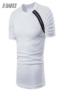 EBAIHUI Summer Casual Men039s T Shirt Fashion Streetwear Tshrit Striped Folding Sleeve Solid Fitness Top Slim Fit Casual Tshi6982602