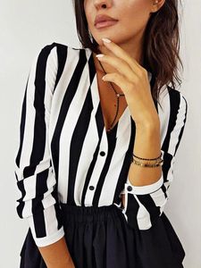 Women's Polos 2024 Blouse Women Casual Striped Top Shirts Blouses Female Loose Blusas Autumn Fall Ladies Office Sexy