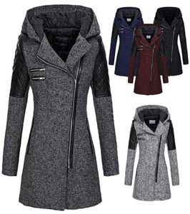 Womens New Style Vintage Woolen Coat Slim Trench Coats Lady Hooded Collar Peacoat Winter Woolen Coat Jackets Outwear Plus Size 5XL1857757