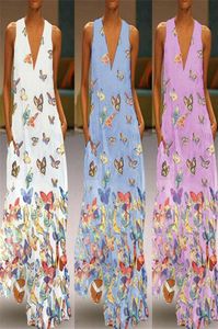 New Fashion Sexy Womens Ladies Sleeveless VNeck BOHO Butterfly Print Beach Party Maxi Dress Sundress Plus Size4717687