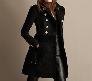 Женщины осень зимняя длинная куртка пальто Черное двойное брюшное ремень Слим Флис плюс размеры дамские траншеи элегантные излишки 20128482119