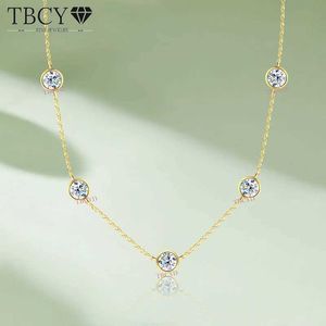 Pendanthalsband TBCYD 5mm Bubble Moissanite Necklace GRA Certified Original 18K Gold Plated 925 Silver Diamond Necklace J240516