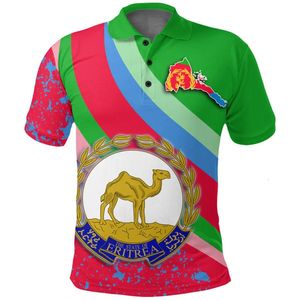 Cooler Sommer 3d Die Flagge des Eritrea -Druckpoloshemdes Eri United Emblem Graphic Men Polo Shirt Kid Fashion Y2K Kleidung Top 240515