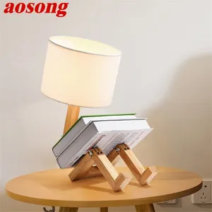 Lampade da tavolo Aosong Lampada Nordica Creative Wood Person Distanza Luce decorativa per lo studio della camera da letto per la casa