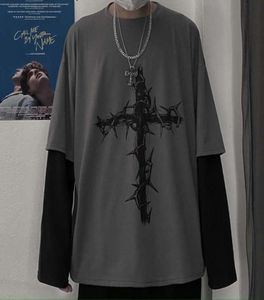 Women039S Tshirt Fernan Grunge Print Graphic Tees Women Gothic Lengeve Tshirts PunkMall Goth Black
