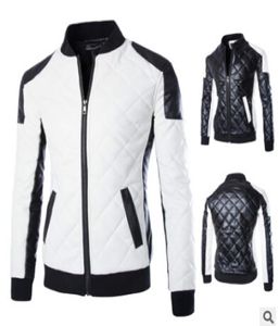 Koreanisch Neue Design Herrenjacke Winterautumn PU Leder Blackwhite Slim Plaid Jacke für Mann Leder Jacke Drop My239906296