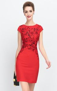 Embroidery Women Sheath Dress Short Sleeve Mini Dresses 11161504497813