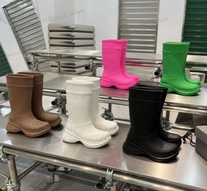 أحدث Rain Boots Rubber Round Toe Boot Long Outdoor Design Autumn Knight FlATTE HIGH BIG HEAD DEACH NONSLIP JELL7739796