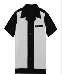 Mens Rockabilly Bowling Shirts Black and White 50s 60s Style New Design Cotton Top1515735