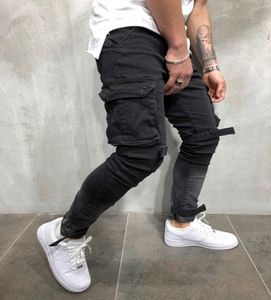 Brand Designer Fashion Men Cargo Pockets Biker Jean Denim Slim Supper Skinny Hip Hop Jeans Mens Cargo Pants1000870