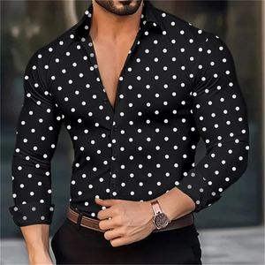 Mens abbottonamento a maniche lunghe a polca latrora a pois camicia di strada da strada da strada traspirante per abbigliamento comodo trasparente 240517