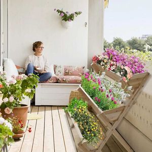 Piantatrici vaso di fiori di fiore di balcone grande 35x222x36 pollici a 3 strati di sollevamento in legno da giardino fiore di fiori per piante da interno ed esterno