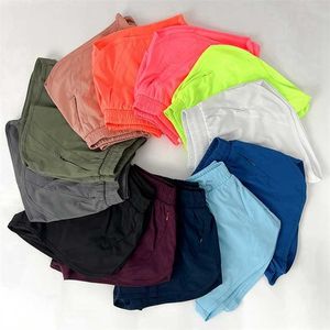 Women Gym Shorts Double Side Pocket Running Shorts Breathable Quick Dry Yoga Shorts Workout Fiess Sportwear Female Shorts