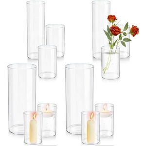 Vasi vasi cilindrici set di vetro vaso cilindrico Porta di candele galleggianti sciolte vaso floreale trasparente 4/8/10 pollici (12 pezzi) Decorazione domestica J240515